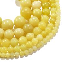 Natural Jade Beads, Jade Lemon, Round, polished, different size for choice, Sold Per 14.96 Inch Strand