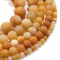 Natural Jade Beads Jade Yellow Round polished & frosted Sold Per 14.96 Inch Strand