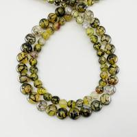 Natural Dragon Veins Agate Beads Round polished yellow Sold Per 14.96 Inch Strand