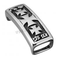 Stainless Steel Slide Charm, Rectangle, with cross pattern & blacken, 40x15.50x12mm, Hole:Approx 12x6mm, 10PCs/Lot, Sold By Lot