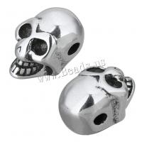 Stainless Steel Beads, Skull, blacken, 8x7x13mm, Hole:Approx 2mm, 10PCs/Lot, Sold By Lot