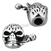 Stainless Steel Leather Band Clasp Findings Skull without troll & blacken Approx 4.5mm Sold By Lot