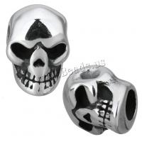 Stainless Steel Leather Band Clasp Findings Skull without troll & blacken Approx 4.5mm Sold By Lot
