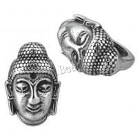 Stainless Steel Slide Charm, Buddha, blacken, 12x18x14mm, Hole:Approx 7x13mm, 10PCs/Lot, Sold By Lot