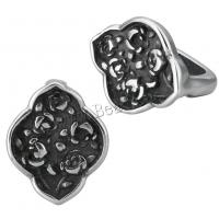 Stainless Steel Slide Charm, Flower, blacken, 13x16x12mm, Hole:Approx 7x12mm, 10PCs/Lot, Sold By Lot