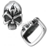 Stainless Steel Slide Charm, Skull, blacken, 11x16x13mm, Hole:Approx 7x12mm, 10PCs/Lot, Sold By Lot