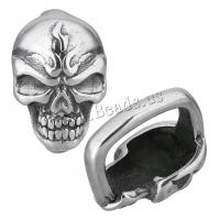 Stainless Steel Slide Charm, Skull, blacken, 10.50x16x13mm, Hole:Approx 7x12mm, 10PCs/Lot, Sold By Lot