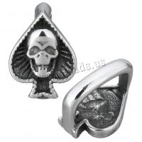 Stainless Steel Slide Charm, Skull, blacken, 11.50x15.50x12mm, Hole:Approx 7x12mm, 10PCs/Lot, Sold By Lot