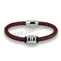 Bracelets cordon PU, cuir PU, avec acier inoxydable, unisexe, plus de couleurs à choisir, Longueur:Environ 8 pouce, Vendu par PC