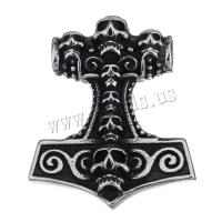 Stainless Steel Pendants, plated, blacken, 35x42x13mm, Hole:Approx 6mm, 10PCs/Lot, Sold By Lot