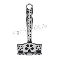 Stainless Steel Pendants, hammer, blacken, 17x38x6.50mm, Hole:Approx 3mm, 10PCs/Lot, Sold By Lot