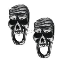 Stainless Steel Large Hole Beads, Skull, original color, 12.50x24x14mm, Hole:Approx 6mm, 10PCs/Lot, Sold By Lot