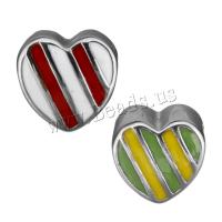 Stainless Steel European Beads, Heart, enamel, more colors for choice, 11x11x8.50mm, Hole:Approx 5mm, 10PCs/Lot, Sold By Lot
