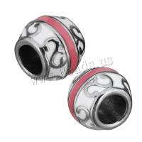 Stainless Steel Large Hole Beads Heart enamel original color Approx 6mm Sold By Lot