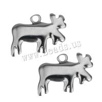 Stainless Steel Animal Pendants, Deer, original color, 15x11.50x3mm, Hole:Approx 2mm, 10PCs/Lot, Sold By Lot
