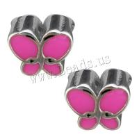 Stainless Steel Large Hole Beads, Butterfly, enamel, original color, 11x9.50x8mm, Hole:Approx 5.5mm, 10PCs/Lot, Sold By Lot