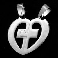 Stainless Steel Couple Pendants Heart original color Sold By PC