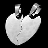 Stainless Steel Couple Pendants, Heart, original color, 18x20x1mm, Sold By PC