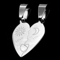 Stainless Steel Couple Pendants, Heart, original color, 23x19x1mm, Sold By PC