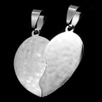 Stainless Steel Couple Pendants, Heart, original color, 32x32x1mm, Sold By PC