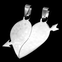Stainless Steel Couple Pendants, Heart, original color, 34x37x1mm, Sold By PC