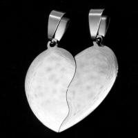 Stainless Steel Couple Pendants, Heart, original color, 30x30x1mm, Sold By PC