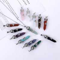 Gemstone Pendants Jewelry, Tibetan Style, with Natural Stone, more colors for choice, 14.58x56.48mm, Sold By PC