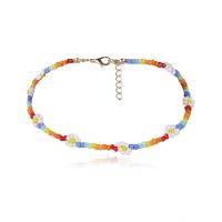 Glass Seed Beads Necklace Seedbead with Zinc Alloy Daisy handmade for woman Sold By PC