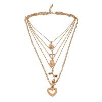 Multi Layer Necklace Zinc Alloy Heart plated fashion jewelry & multilayer & for woman golden Sold By PC
