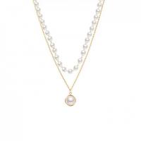 Mode-Multi-Layer-Halskette, Messing, mit Perlen, Doppelschicht & unisex, keine, Länge:48 cm, verkauft von PC