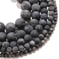 Perles en labradorite, Rond, poli, Naturel & DIY & normes différentes pour le choix & givré, noire, Vendu par 14.96 pouce brin