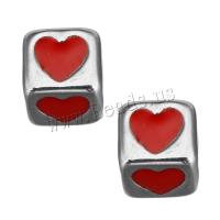 Stainless Steel Large Hole Beads, Square, enamel, original color, 8x8x8mm, 10PCs/Lot, Sold By Lot