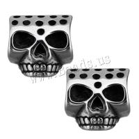 Stainless Steel Large Hole Beads, Skull, blacken, original color, 13x12.50x10mm, Hole:Approx 6mm, 10PCs/Lot, Sold By Lot
