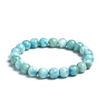 Larimar Bracelet Round polished & for woman blue Grade AAAA Length Approx 7.5 Inch Sold By PC
