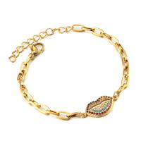 Titanium Steel Bracelet & Bangle, Stainless Steel, with 1.57 lnch extender chain, plated, micro pave cubic zirconia & for woman, more colors for choice, Length:Approx 7 Inch, Sold By PC