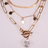 Mode-Multi-Layer-Halskette, Zinklegierung, mit Perlen, plattiert, unisex, keine, Länge:45 cm, verkauft von PC