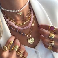 Mode-Multi-Layer-Halskette, Zinklegierung, mit Natürlicher Kies & Perlen, plattiert, für Frau, keine, verkauft von PC