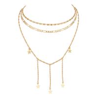 Mode-Multi-Layer-Halskette, Zinklegierung, Stern, plattiert, mehrschichtig & für Frau, goldfarben, verkauft von PC