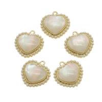 Tibetan Style Heart Pendants, with pearl, golden, 21x21x7mm, Sold By PC