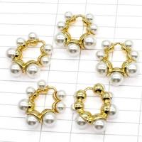Zinc Alloy Pendants with pearl Round golden Sold By PC