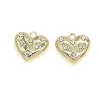 Colgantes de diamantes de imitación de la aleación de zinc, Corazón, con diamantes de imitación, más colores para la opción, 15x15x4mm, Vendido por UD