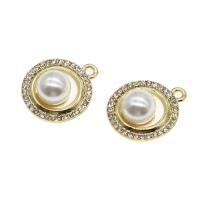 Zinc Alloy Rhinestone Pendants with pearl Round with rhinestone golden Sold By PC