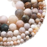Bamboo Agate Beads Round polished Natural & DIY & matte Sold Per 14.96 Inch Strand