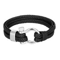 PU Leather Bracelet, with 316L Stainless Steel, plated, different size for choice & for man, more colors for choice, Sold By PC