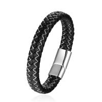 PU Leather Bracelet, with 316L Stainless Steel, for man, more colors for choice, Sold By PC