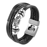 PU Leather Bracelet with Zinc Alloy multilayer & for man Sold By PC