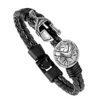 PU Leather Bracelet, with Tibetan Style, plated, different size for choice & for man, more colors for choice, Sold By PC