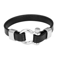 PU Leather Bracelet, with 316L Stainless Steel, plated, dyed & different size for choice & for man, more colors for choice, Sold By PC