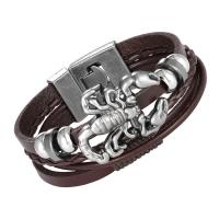 cuir PU bracelet, avec alliage de zinc, multicouche & pour homme, plus de couleurs à choisir, Longueur:Environ 8.27 pouce, Vendu par PC