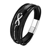 cuir PU bracelet, avec acier inoxydable, Placage, multicouche & teints & normes différentes pour le choix & pour homme, plus de couleurs à choisir, Vendu par PC